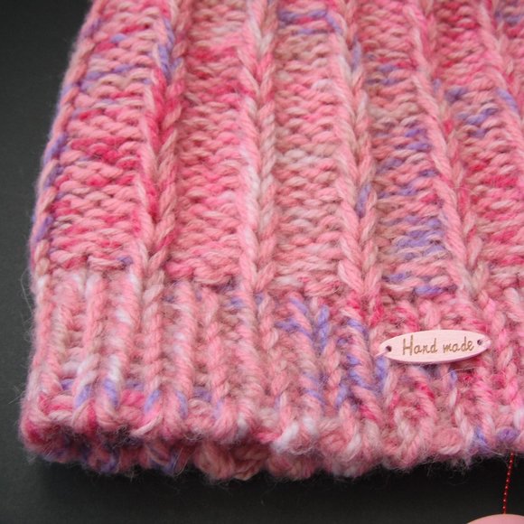 Hand Knitted Hat Toque Adult Size - S(M) Wool Pink - 015 Hand knit by me - Picture 7 of 7
